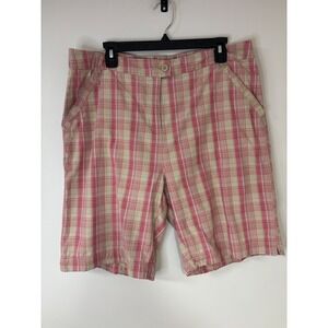 Woolrich Plaid Shorts Casual Walking Everyday Pink Beige Size 14‎
